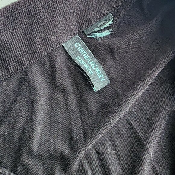 Cynthia Rowley Sleepwear Black and White Pinstripe Button Down Pajama Nightgown - Picture 3 of 5